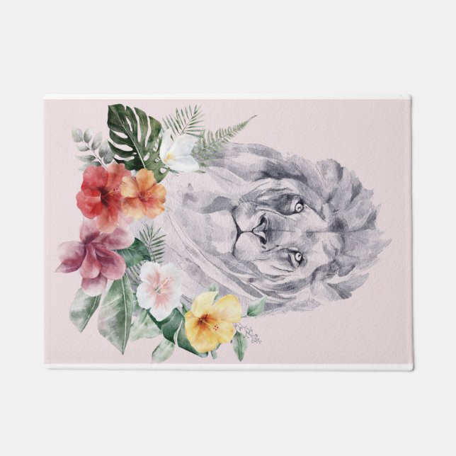 Lion Animal Blume Fußmatte (Vorderseite)