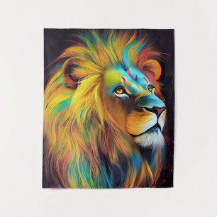 Lion Animal Discovery Adventure Nature Planet Wandteppich