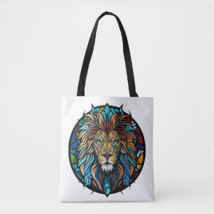 Lion Animal Portrait Gestaltete Glas Wildlife Fore
