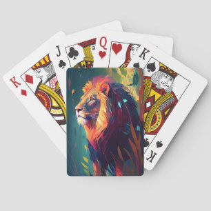 Lion Animal Portrait Painting Wildlife Outdoor Spielkarten