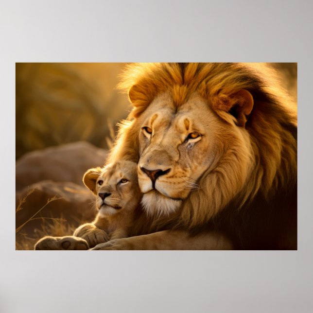Lion Animal Wild Beauty Freedom Wilderness Print Poster (Vorne)