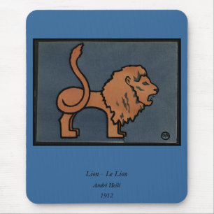 Lion - Antike, farbenfrohe Buchillustration Mousepad