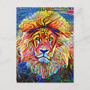 Lion Art Bold Abstrakte Portraitmalerei Postkarte