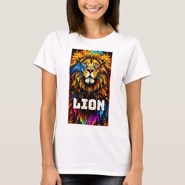 Lion Art Colour Splash, Sommergeschenk für Frauen T-Shirt (Vorderseite)