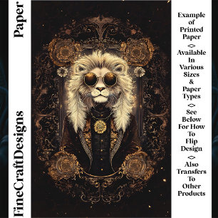 Lion Art Nouveau Gold Filigree CM5 Scrapbook Paper