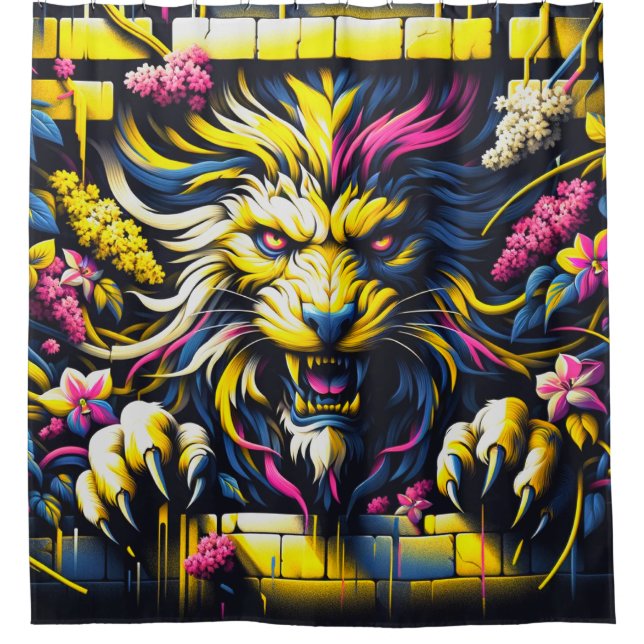 Lion Artwork Duschvorhang (Vorderseite)