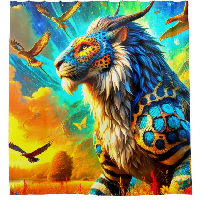 Lion Artwork Duschvorhang (Vorderseite)