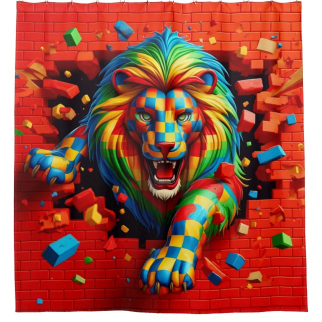 Lion Artwork Duschvorhang (Vorderseite)