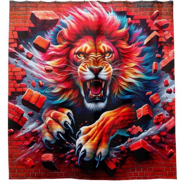Lion Artwork Duschvorhang (Vorderseite)