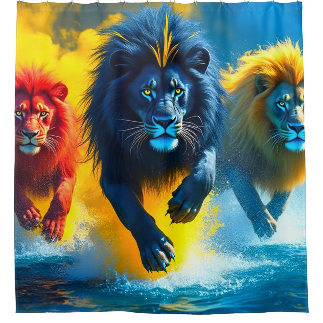 Lion Artwork Duschvorhang (Vorderseite)