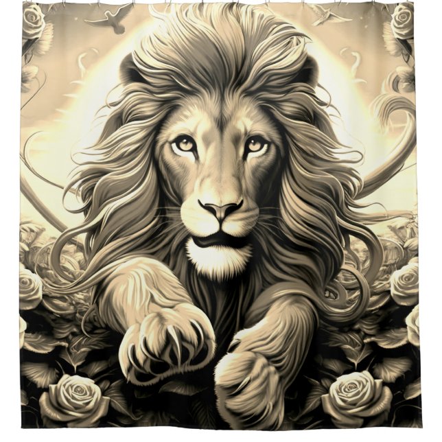 Lion Artwork Duschvorhang (Vorderseite)