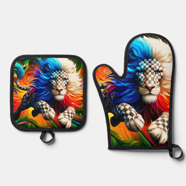 Lion Artwork Ofenhandschuh & Topflappen-Set (Vorderseite)