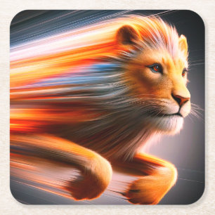 Lion Artwork Rechteckiger Pappuntersetzer