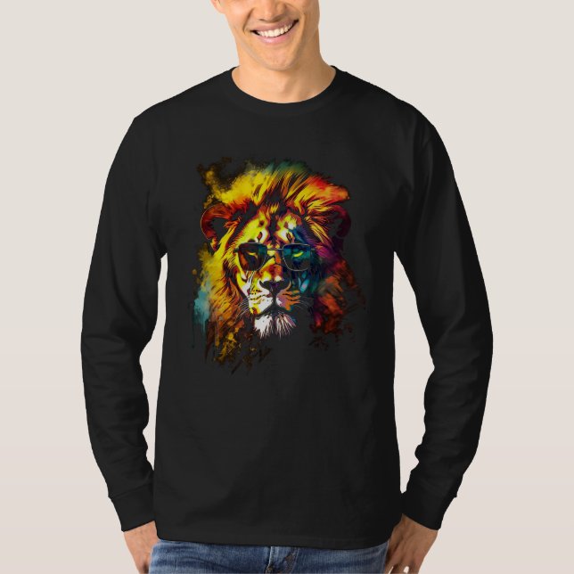 Lion Artwork Sunglasses Colourful Zoo Animal Lion T-Shirt (Vorderseite)