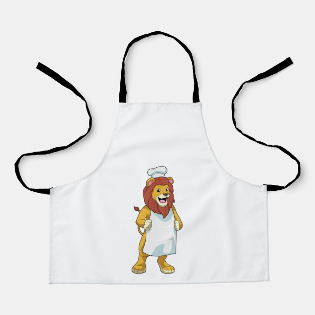 Lion as Cook mit Koch Hut & Kochen Schürze (Vorderseite)