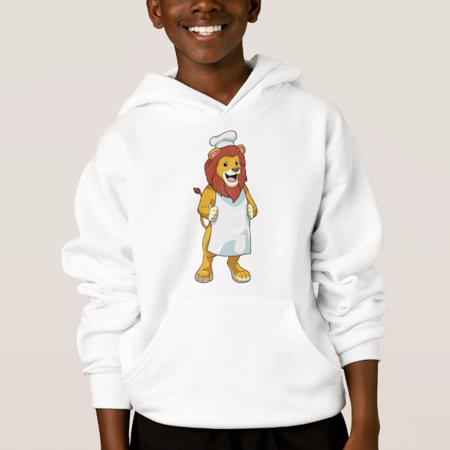 Lion as Cook mit Koch Hut & Kochen Schürze Hoodie (Vorderseite)