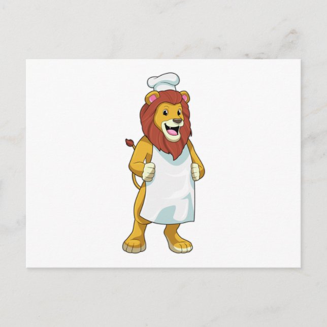 Lion as Cook mit Koch Hut & Kochen Schürze Postkarte (Vorderseite)