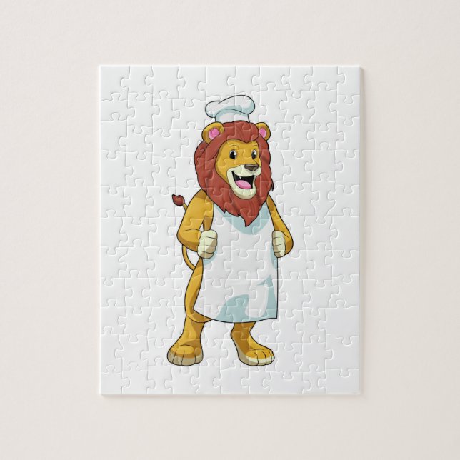 Lion as Cook mit Koch Hut & Kochen Schürze Puzzle (Vertikal)