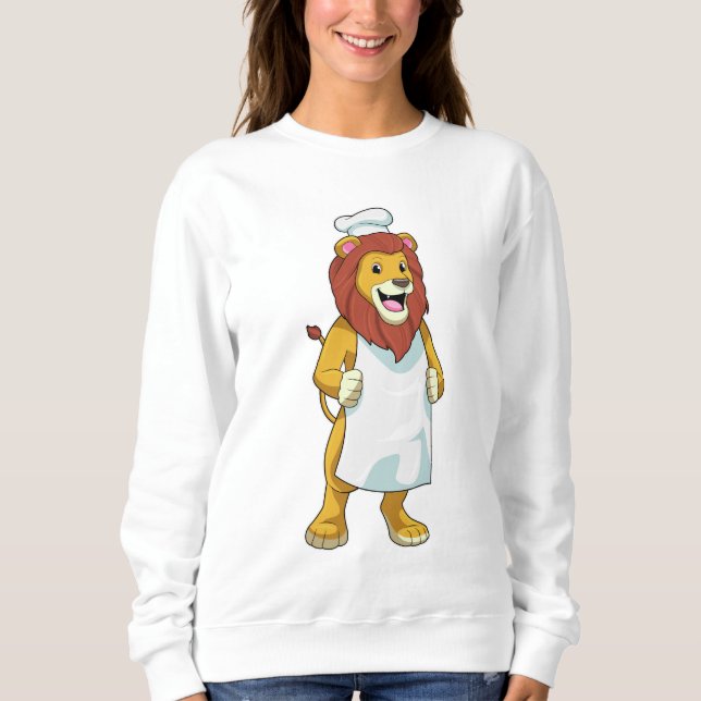 Lion as Cook mit Koch Hut & Kochen Schürze Sweatshirt (Vorderseite)