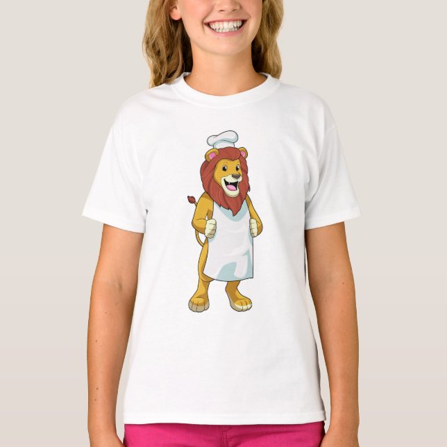 Lion as Cook mit Koch Hut & Kochen Schürze T-Shirt (Vorderseite)