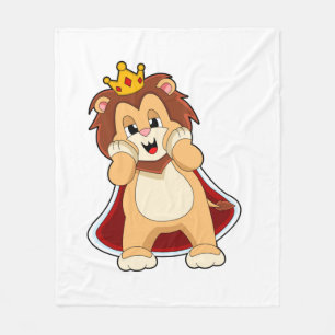 Lion as King mit Crown.PNG Fleecedecke