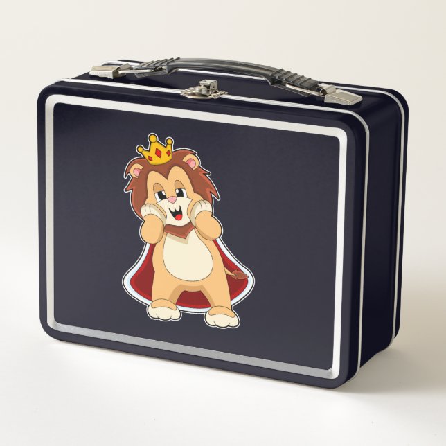 Lion as King mit Crown.PNG Metall Brotdose (Vorderseite)