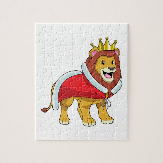 Lion as King with Crown & Cape Puzzle (Vertikal)