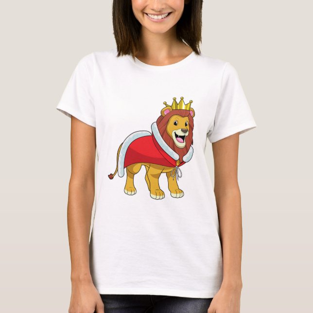 Lion as King with Crown & Cape T-Shirt (Vorderseite)