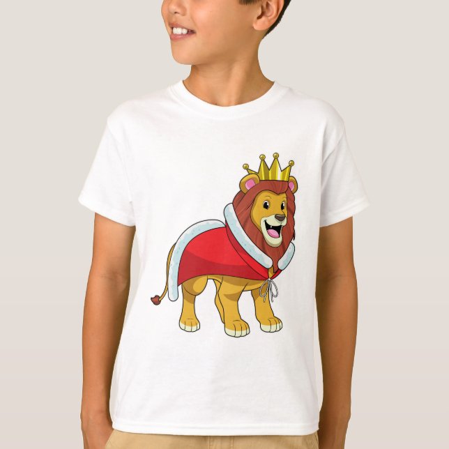 Lion as King with Crown & Cape T-Shirt (Vorderseite)