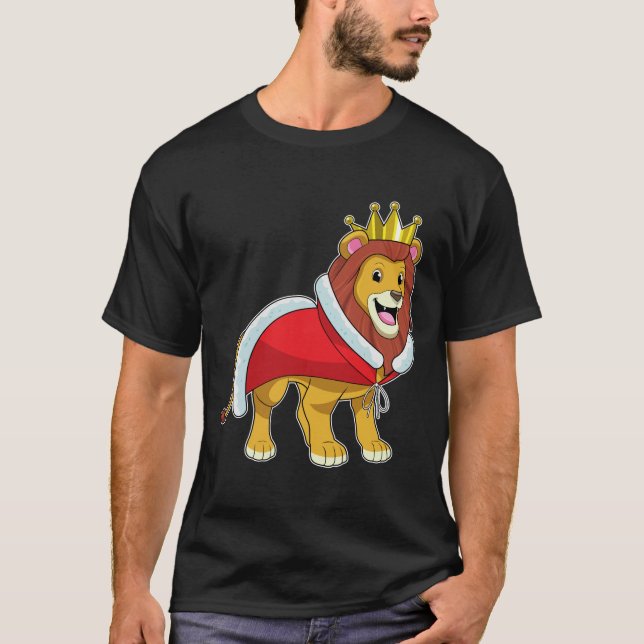 Lion as King with Crown & Cape T-Shirt (Vorderseite)