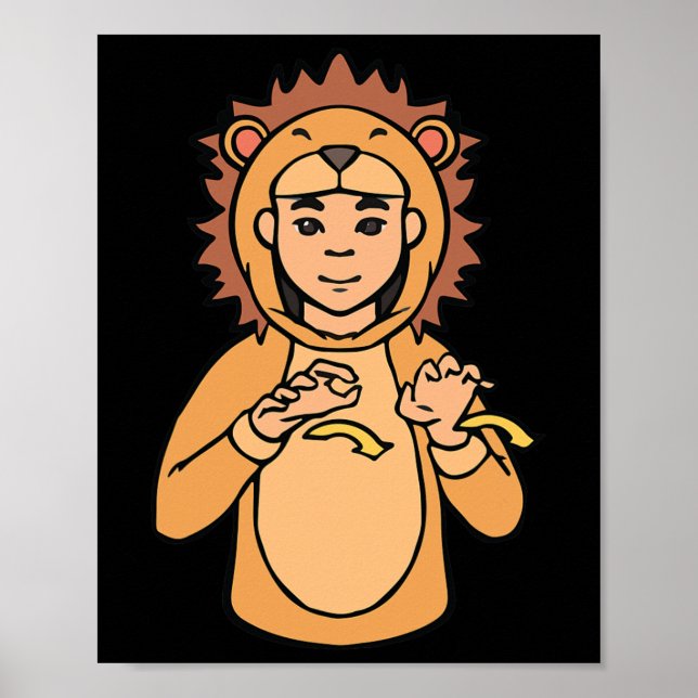 Lion ASL Hand Gesture Deaf Hörverlust Bewusstsein Poster (Vorne)