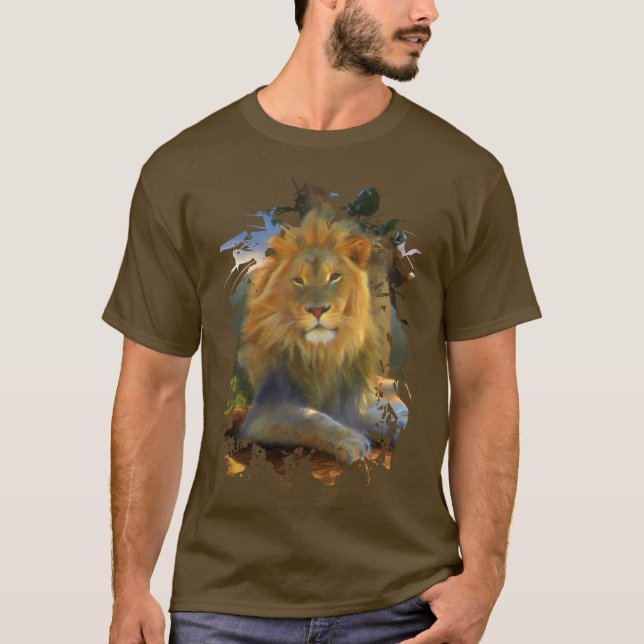 LION AUF DEM ARBEITSPLATZ-T - Shirt (Vorderseite)