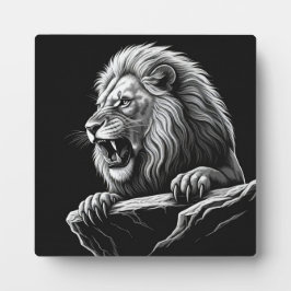 Lion auf der Cliff Tabletop-Tafel mit Easel Fotoplatte