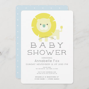 Lion Baby Blue Boy Baby Shower Einladung