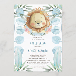 Lion Baby Boy Christening Einladung