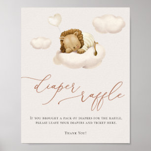 Lion Baby Cloud Balloon Diaper Raffle Poster