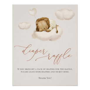 Lion Baby Cloud Balloon Diaper Raffle Poster