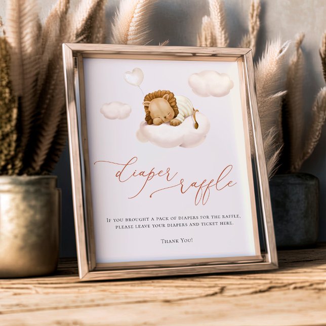 Lion Baby Cloud Balloon Windeln Raffel-Zeichen Fotodruck (Von Creator hochgeladen)