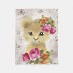 Lion Baby Lion Watercolor Fleecedecke