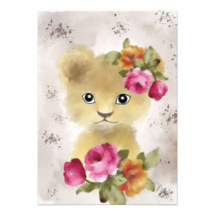 Lion Baby Lion Watercolor Fotodruck