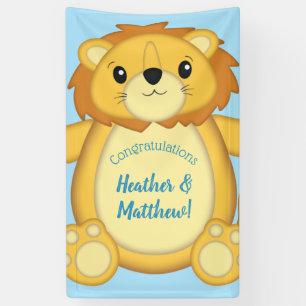Lion Baby Shower Blue Banner