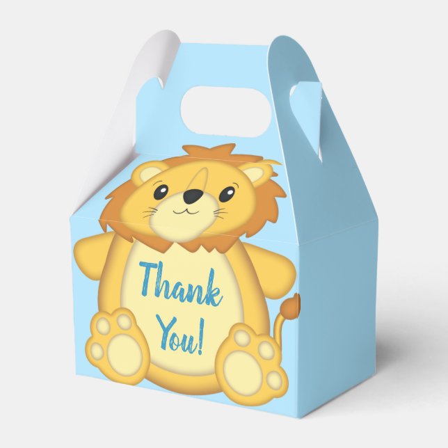 Lion Baby Shower Blue Geschenkschachtel (Vorderseite)