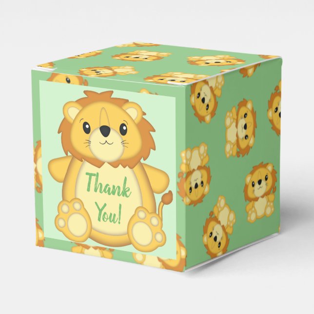 Lion Baby Shower Green Geschenkschachtel (Vorderseite)