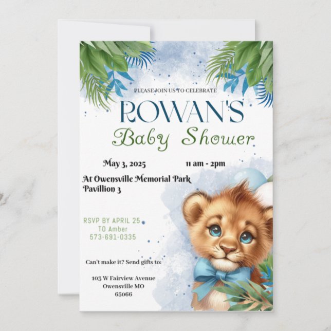 Lion Baby Shower Invite Einladung (Vorderseite)