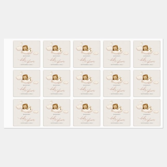 Lion Baby Shower Labels Etiketten (Blatt)