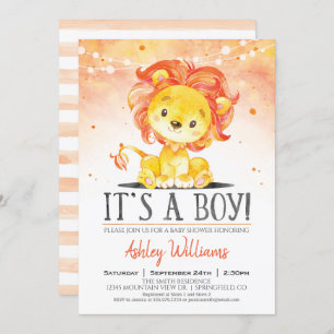 Lion Baby Shower Orange Boy Einladung