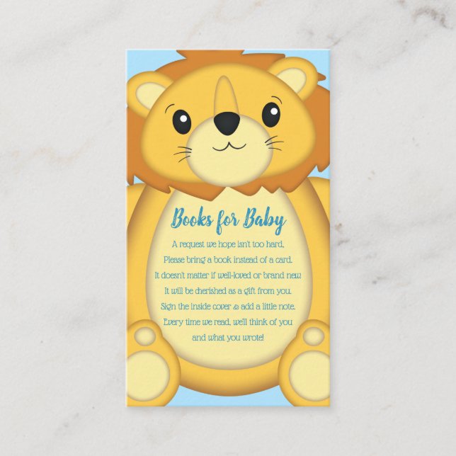 Lion Baby Shower Zoo Circus Blue Boy Begleitkarte (Vorderseite)