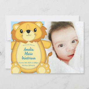 Lion Baby Shower Zoo Circus Blue Boy Einladung