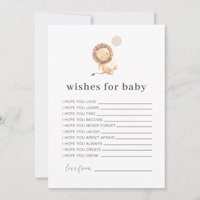 Lion Balloon will Baby Card Einladung (Vorderseite)