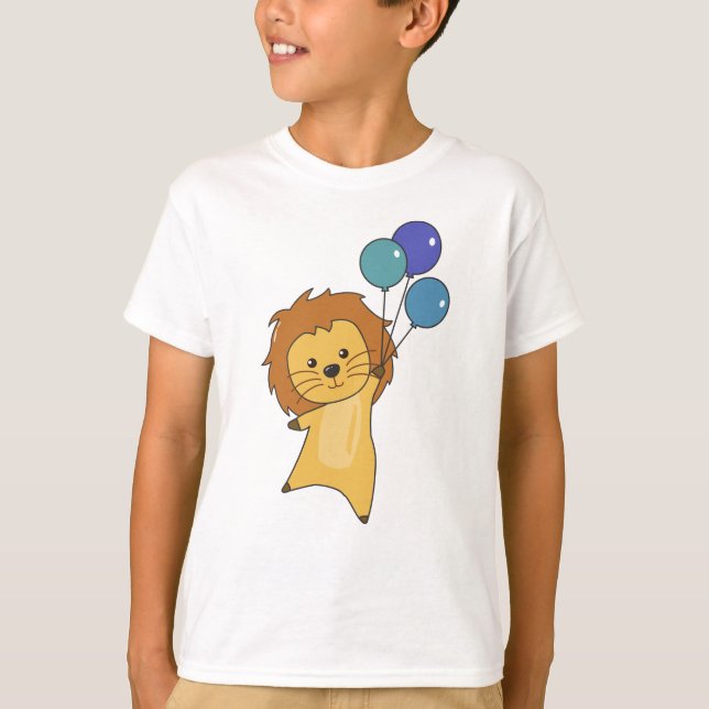 Lion Balloons fliegen nach oben Niedliche Tiere fü T-Shirt (Vorderseite)